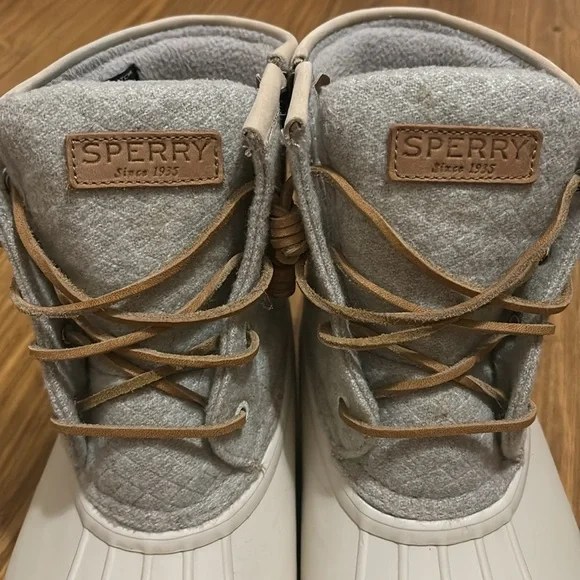Sperry Women’s Saltwater Wool Duck Boots Size 9.5 Cream/Gray - Picture 6 of 8